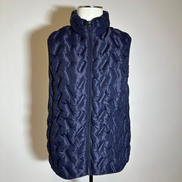 Tangerine Navy Blue Quilted Puffer Vest Lightweight Full Zip Womens Size Large L - Picture 1 of 12